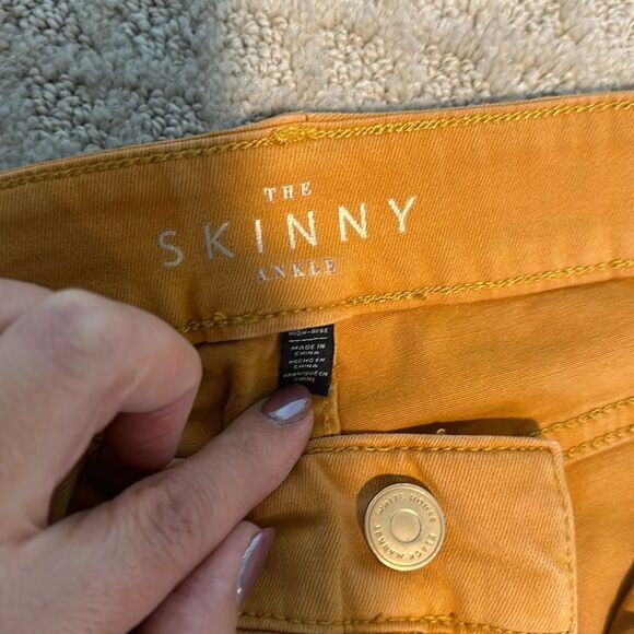 Sz 0P White House Black Market camel rust washed high rise skinny jeans - Picture 4 of 7